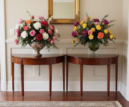 Pair of Victorian Mahogany Demi-lune Tables