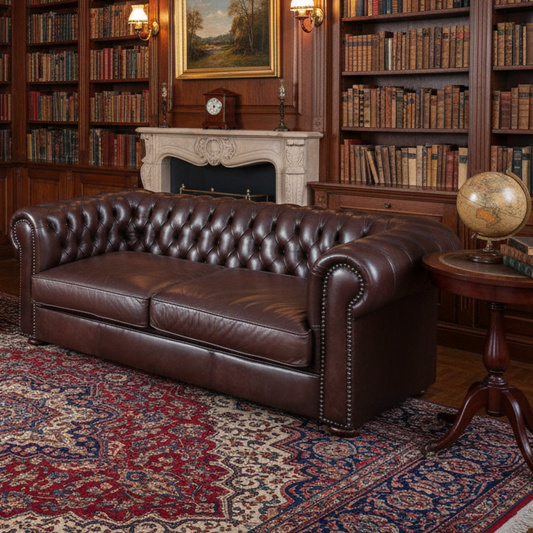 Leather button-upholstered Chesterfield Sofa