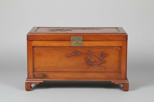 Oriental carved camphor wood blanket Chest