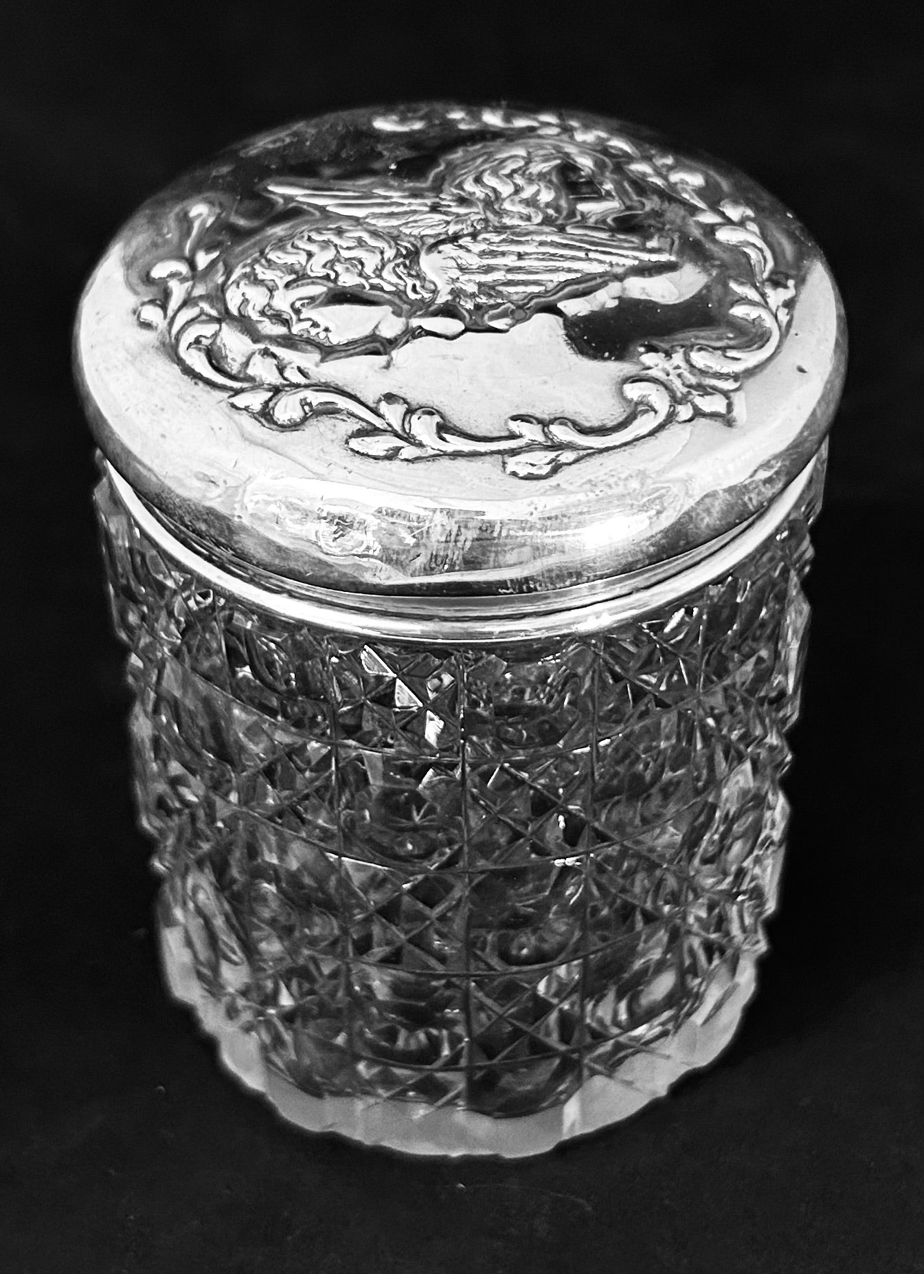 Silver & Crystal Dressing Table Jar