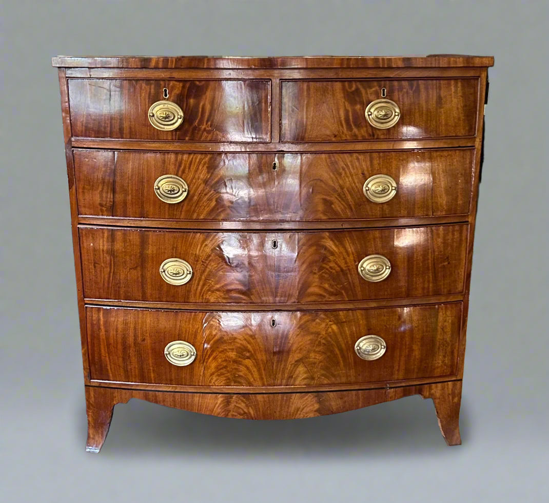 Georgian mahogany bow front Chest of Drawers