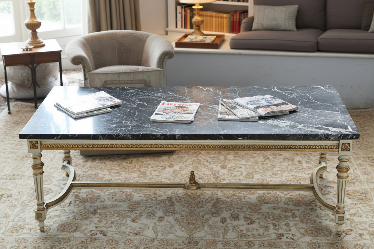 Neoclassical or Louis XVI style marble topped Coffee Table