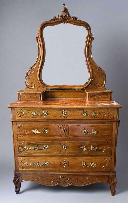 19th Century Continental walnut Dressing Chest/Commode