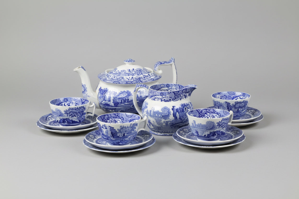 Copeland Spode Blue Italian Design 17 piece Teaset
