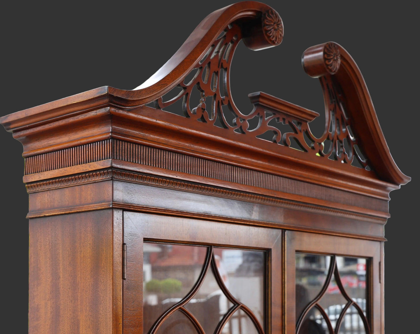 George III style flame mahogany Bureau Bookcase
