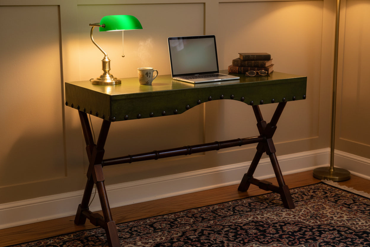 Leather clad and mahogany Writing Table - SOLD