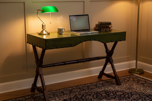 Leather clad and mahogany Writing Table - SOLD