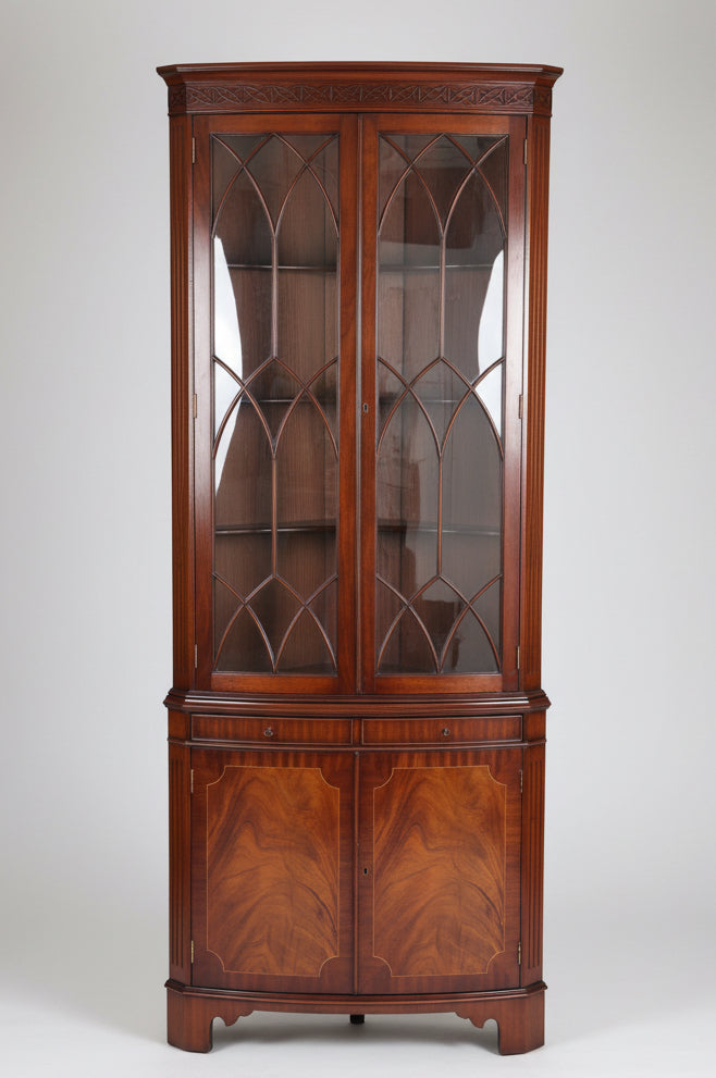 Georgian style flame mahogany Corner Display Cabinet.