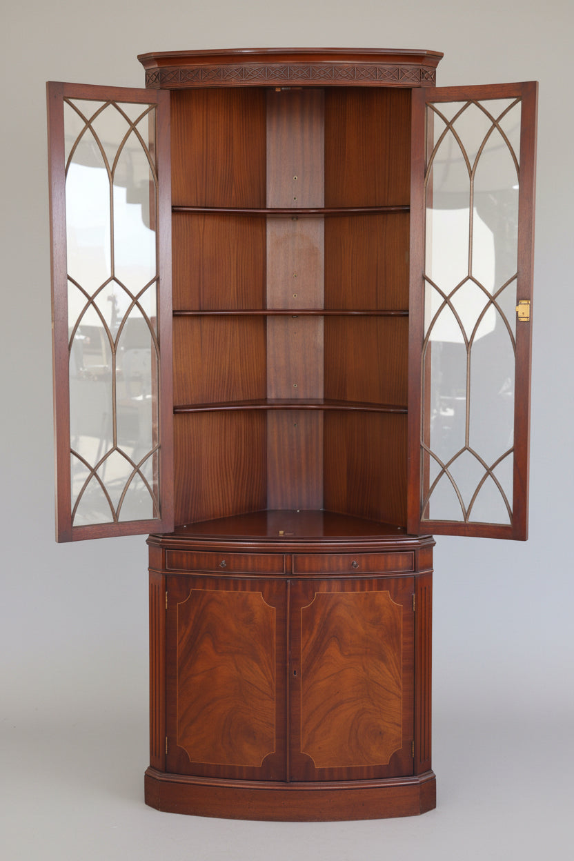 Georgian style flame mahogany Corner Display Cabinet.