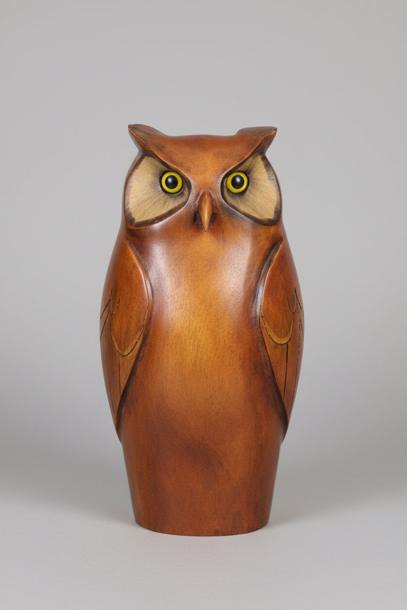 Feathers of Knysna hand carved wooden Owl