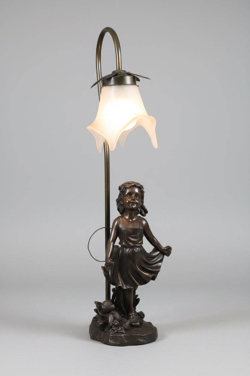 Art Nouveau style figural resin and metal Table Lamp