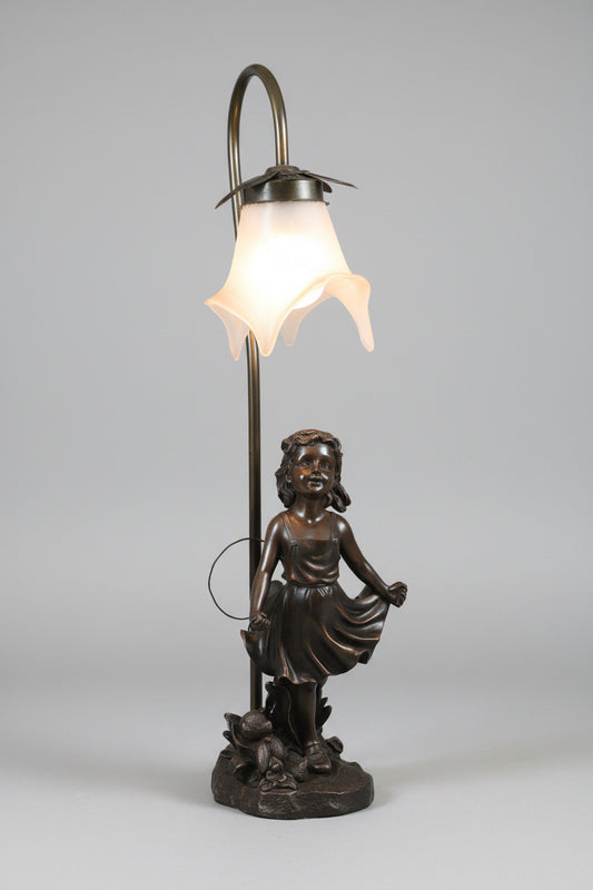 Art Nouveau style figural resin and metal Table Lamp