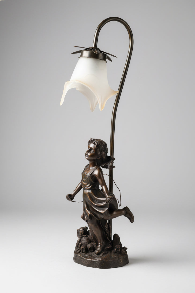 Art Nouveau style figural resin and metal Table Lamp