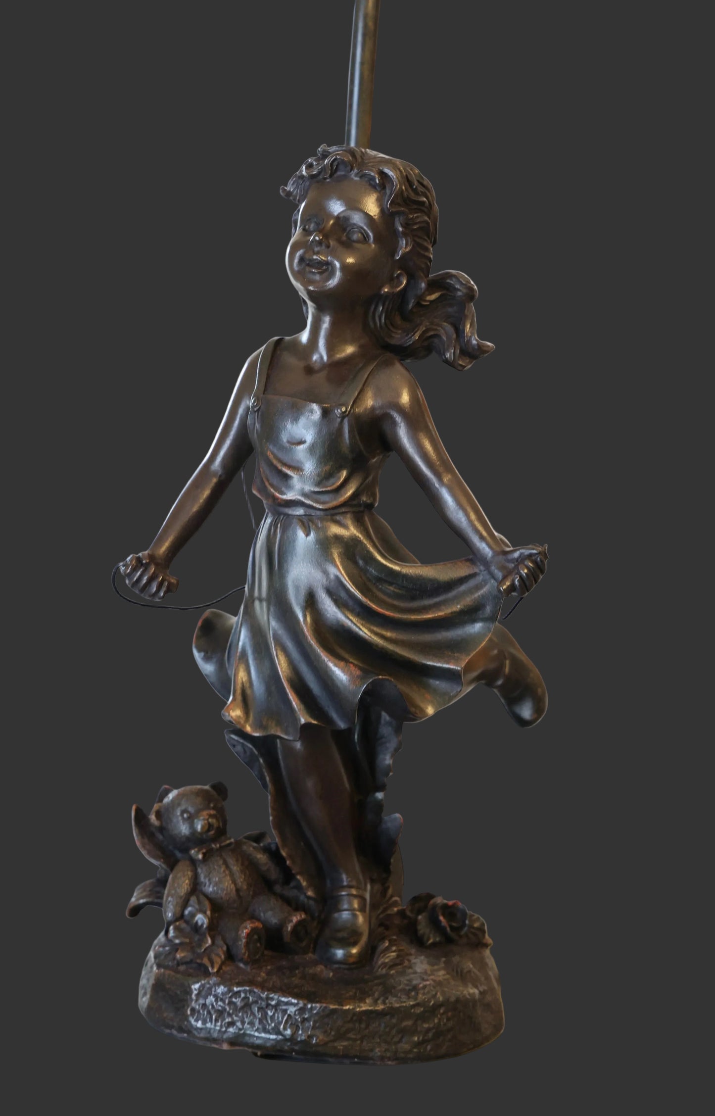 Art Nouveau style figural resin and metal Table Lamp