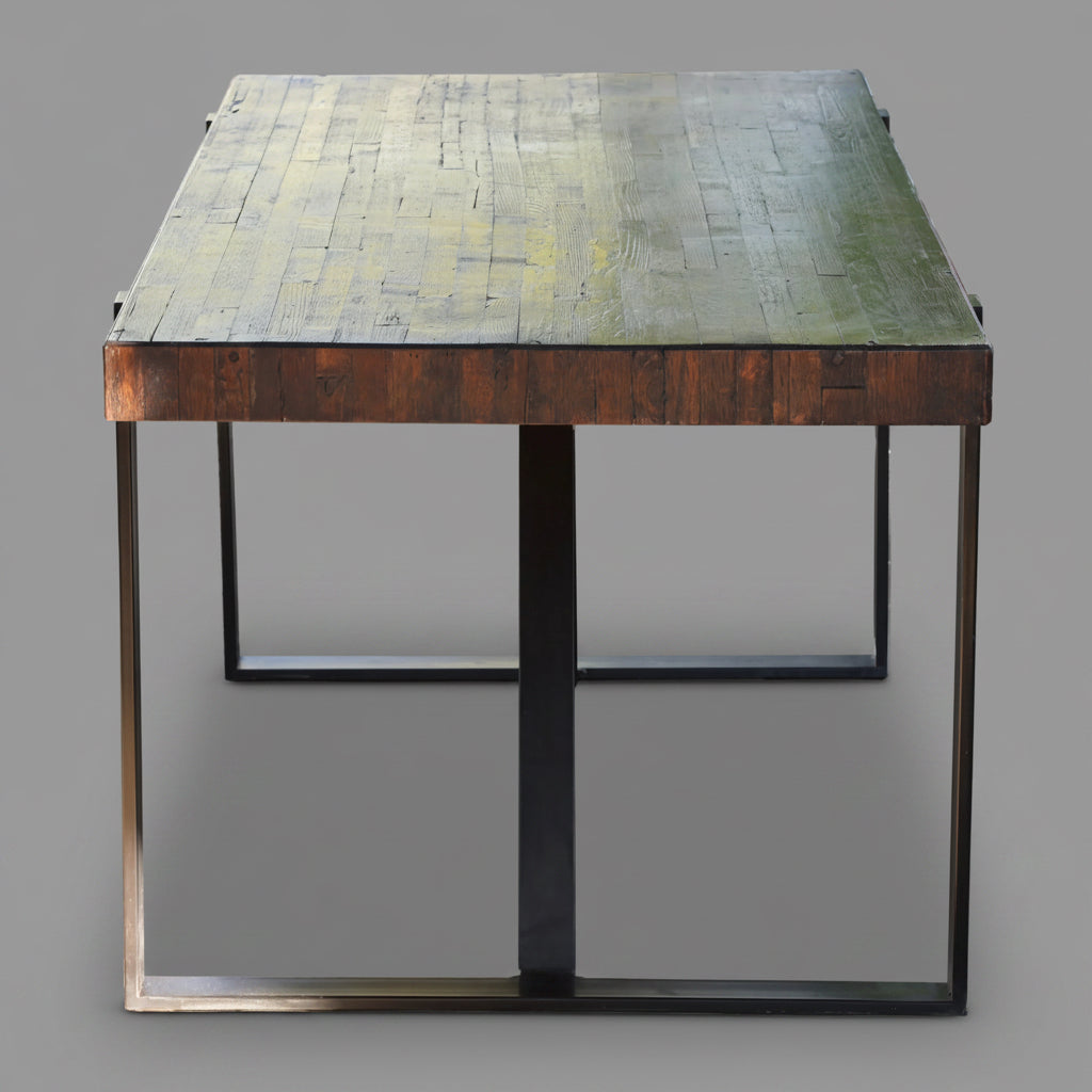 Contemporary 6 seater Dining Table, with metal base.