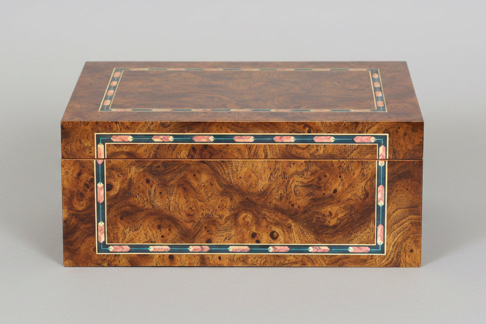 Vintage Italian burlwood Cigar Humidor, circa 1980s