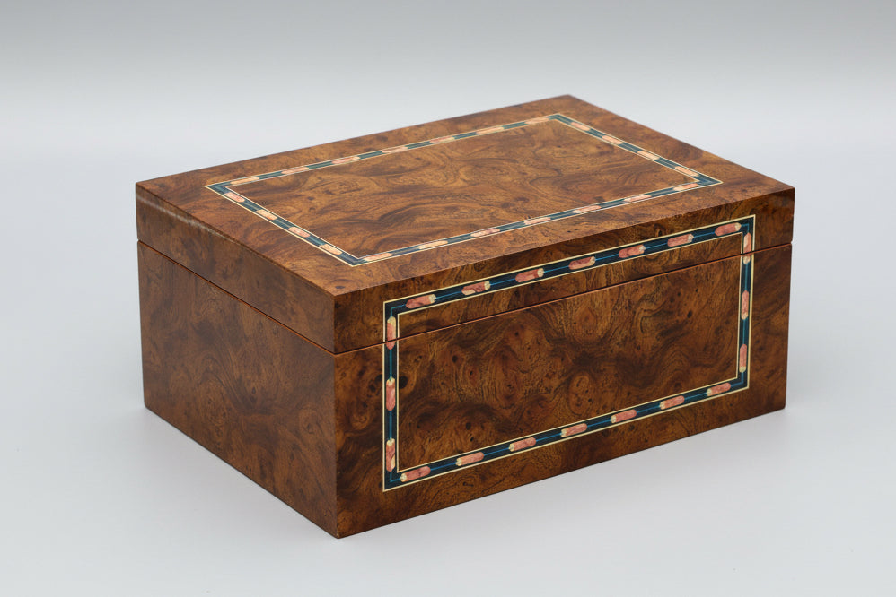 Vintage Italian burlwood Cigar Humidor, circa 1980s
