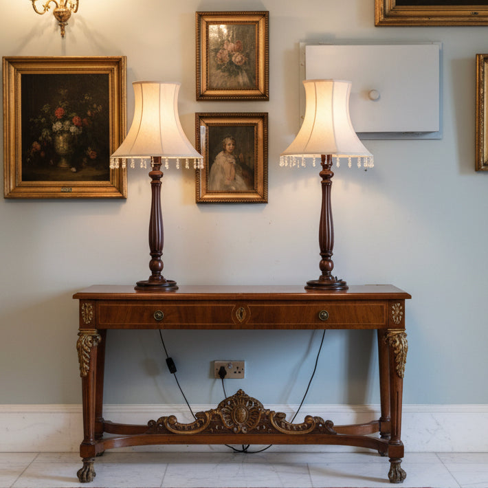 Pair of tall Table Lamps, with linen shades