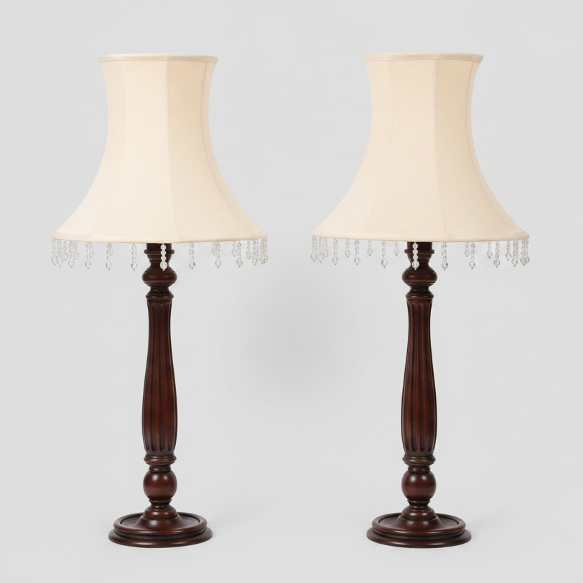 Pair of tall Table Lamps, with linen shades