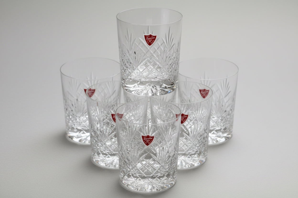 Boxed set six of Somerset lead cut crystal Whiskey Tumblers