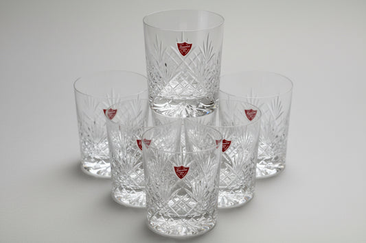 Boxed set six of Somerset lead cut crystal Whiskey Tumblers