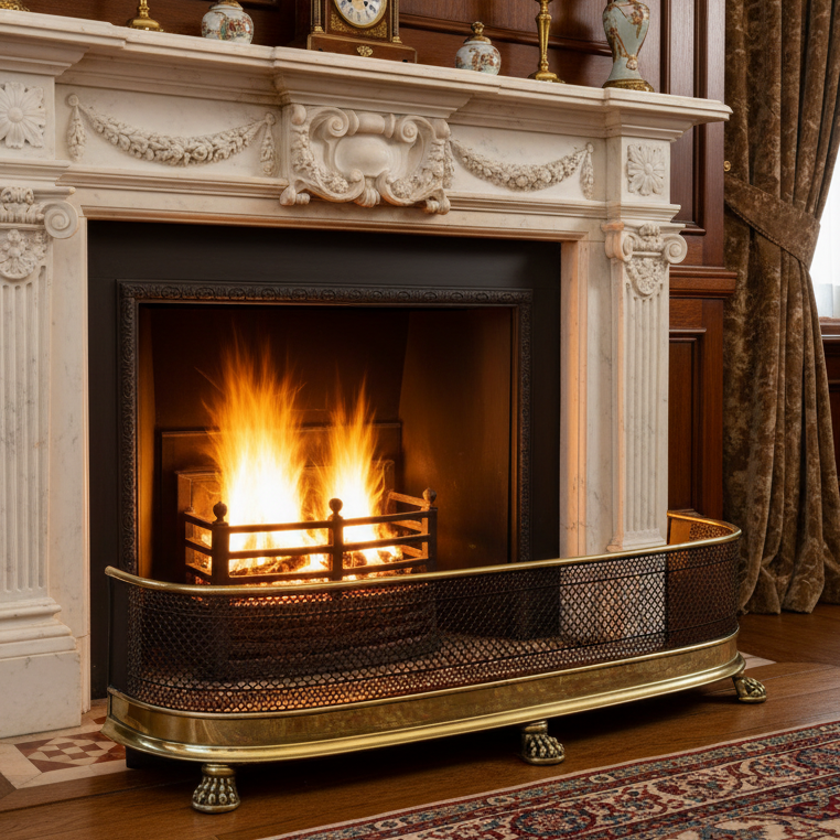 Victorian Brass and Iron Fireside Fender