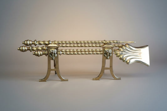 Victorian Brass Fire Irons and Andirons