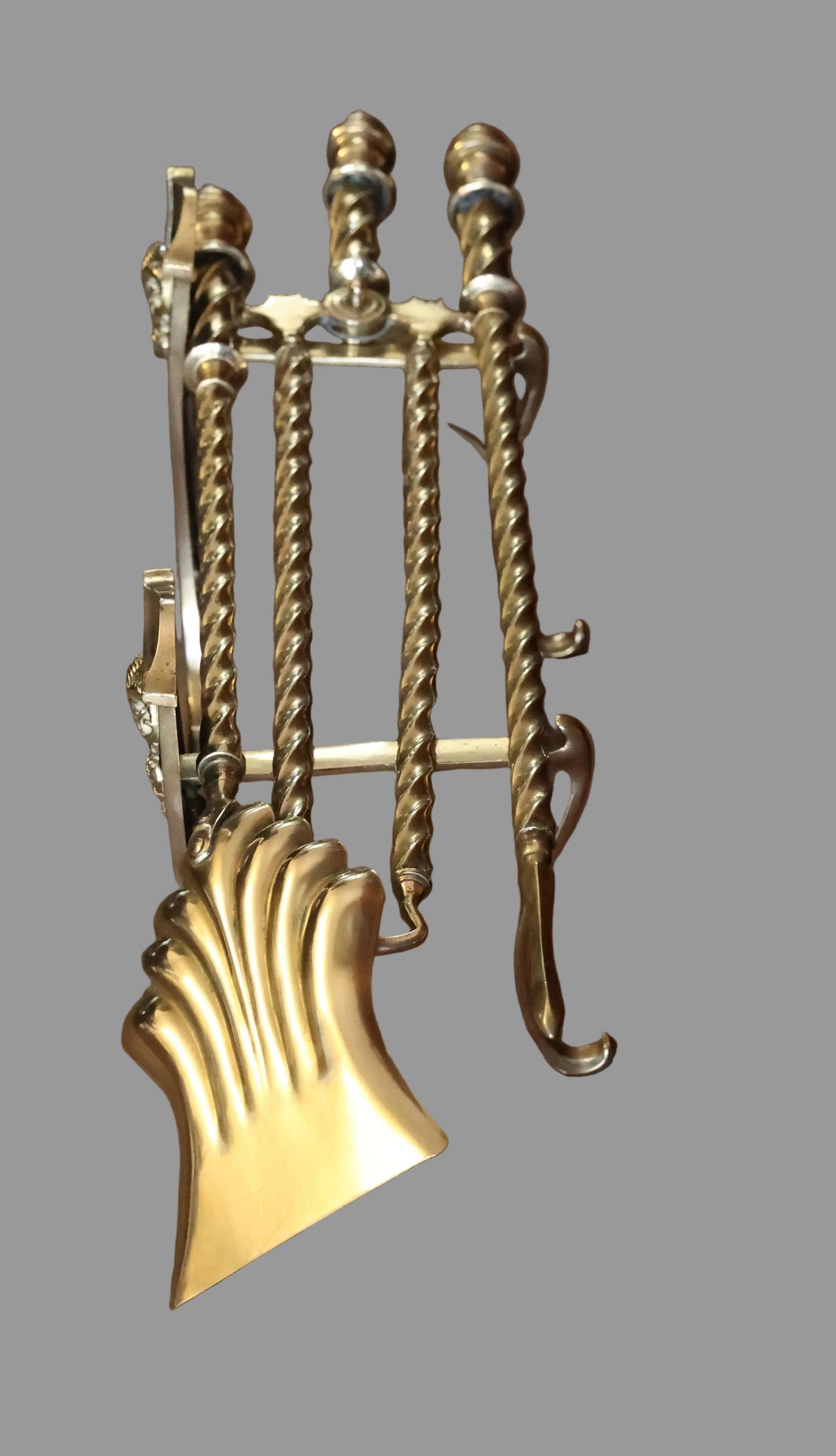 Victorian Brass Fire Irons and Andirons