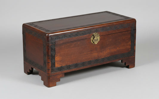 Early 20th century Oriental carved camphor wood Chest of small proportions. - RESERVED
