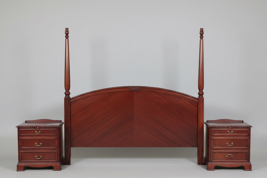 Mahogany kingsize headboard and pair of Pedestals
