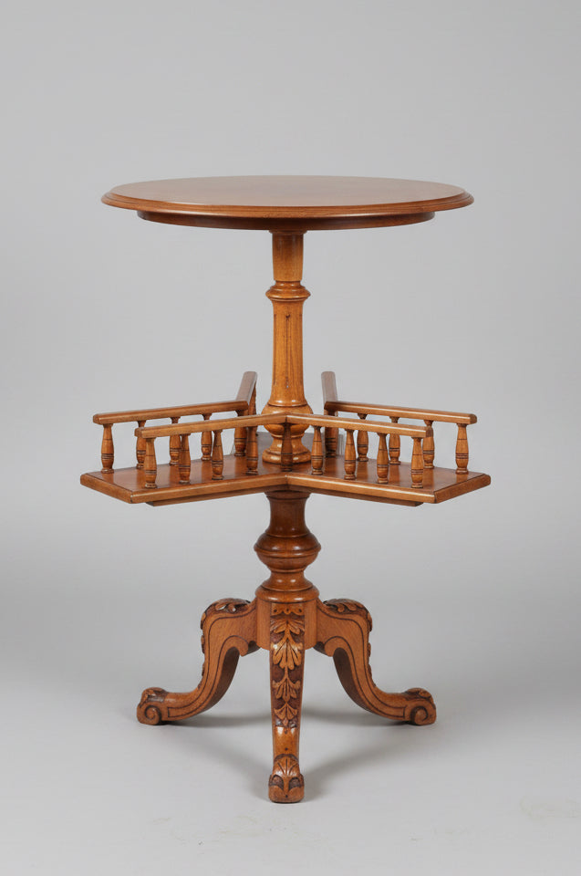 Victorian blonde walnut Library Book Table