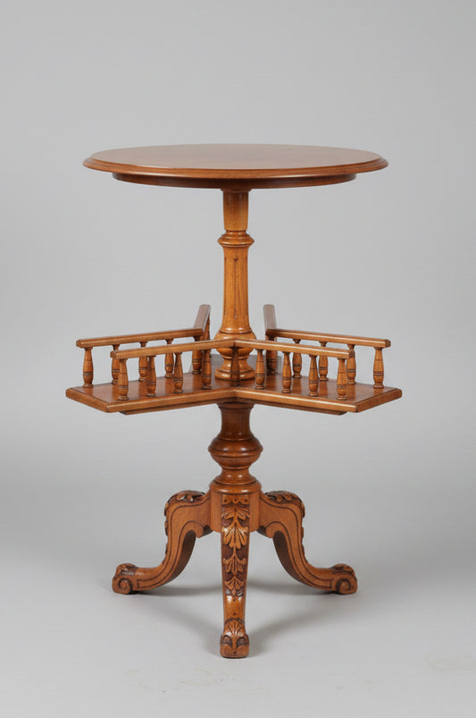 Victorian blonde walnut Library Book Table