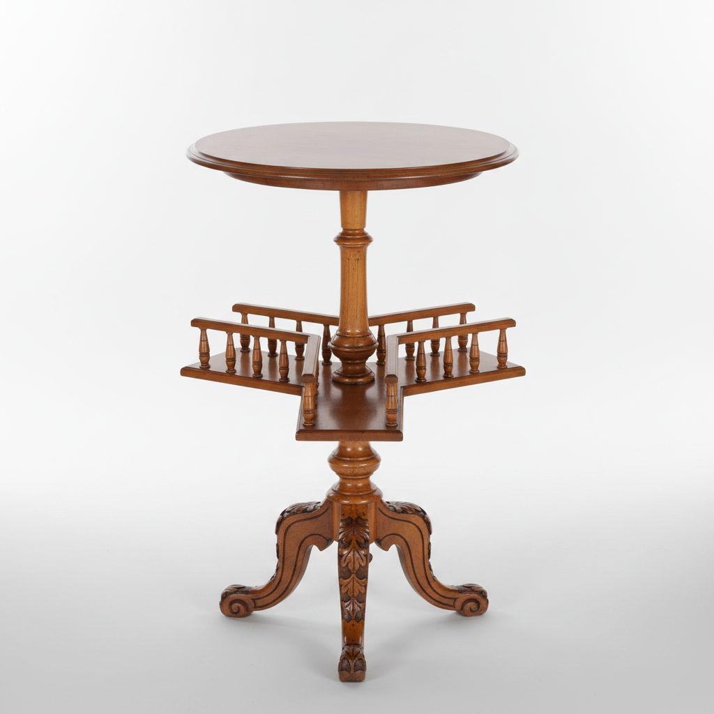 Victorian blonde walnut Library Book Table