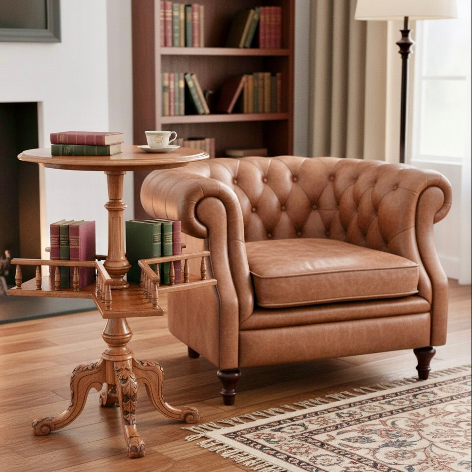 Victorian blonde walnut Library Book Table