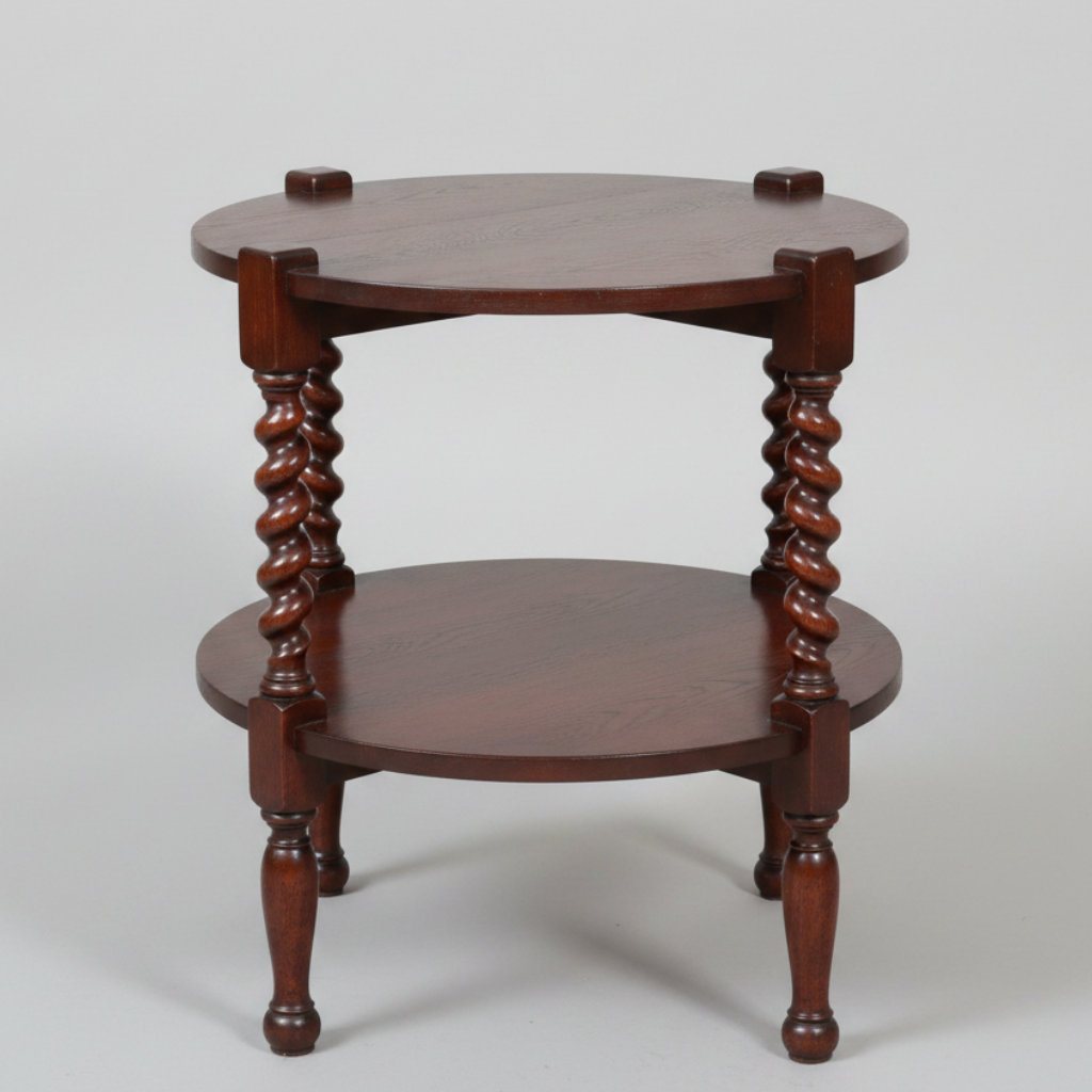 1920's Teak barley twist two tier Occasional Table