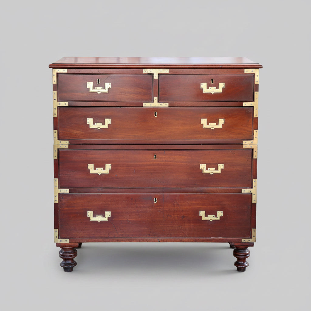 A stunning Victorian mahogany Military/Campaign Chest, in two parts