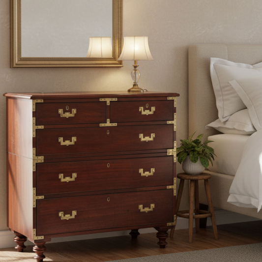 A stunning Victorian mahogany Military/Campaign Chest, in two parts