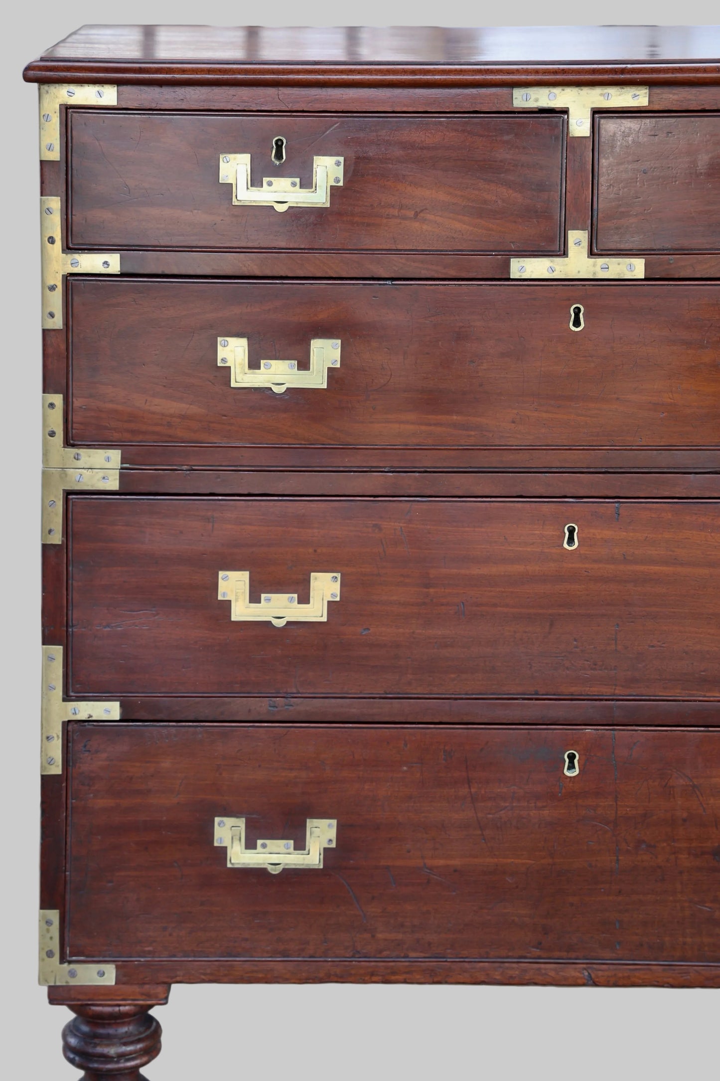 A stunning Victorian mahogany Military/Campaign Chest, in two parts