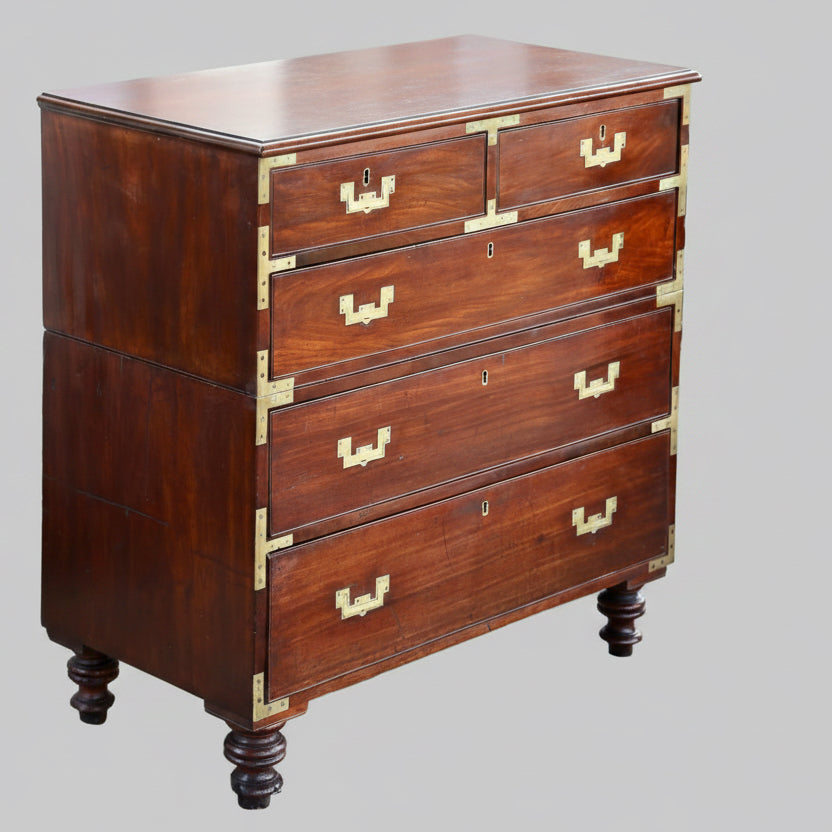 A stunning Victorian mahogany Military/Campaign Chest, in two parts