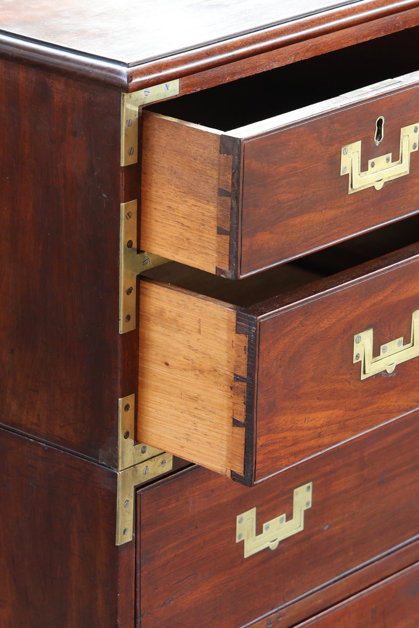 A stunning Victorian mahogany Military/Campaign Chest, in two parts