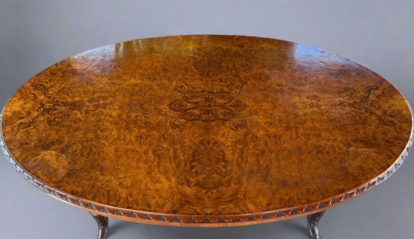 Victorian burr walnut oval Table.