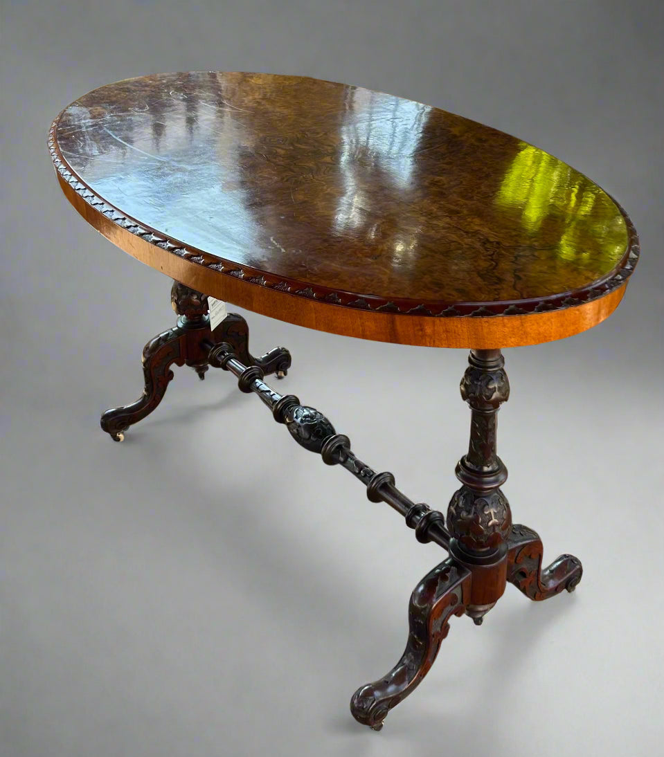 Victorian burr walnut oval Table.