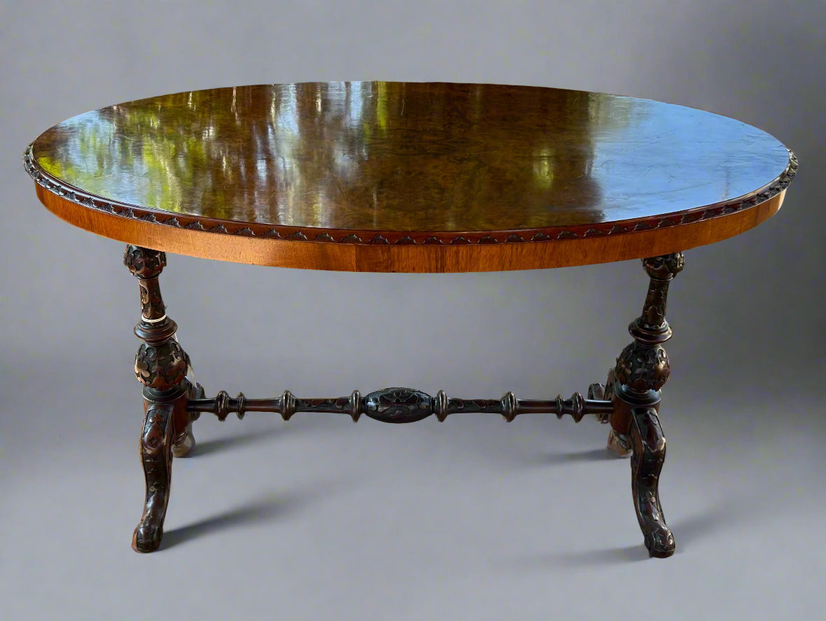 Victorian burr walnut oval Table.