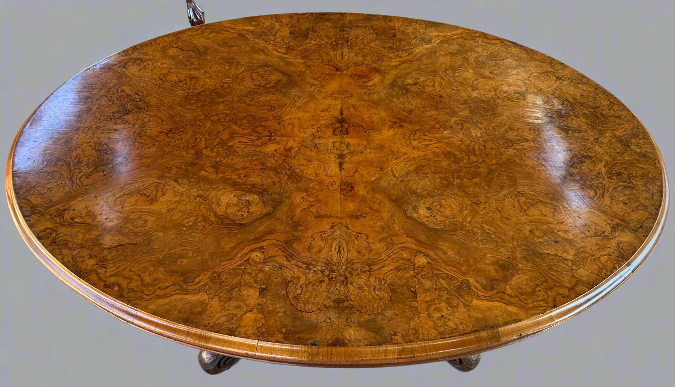 Victorian burr walnut cut-down Loo Table