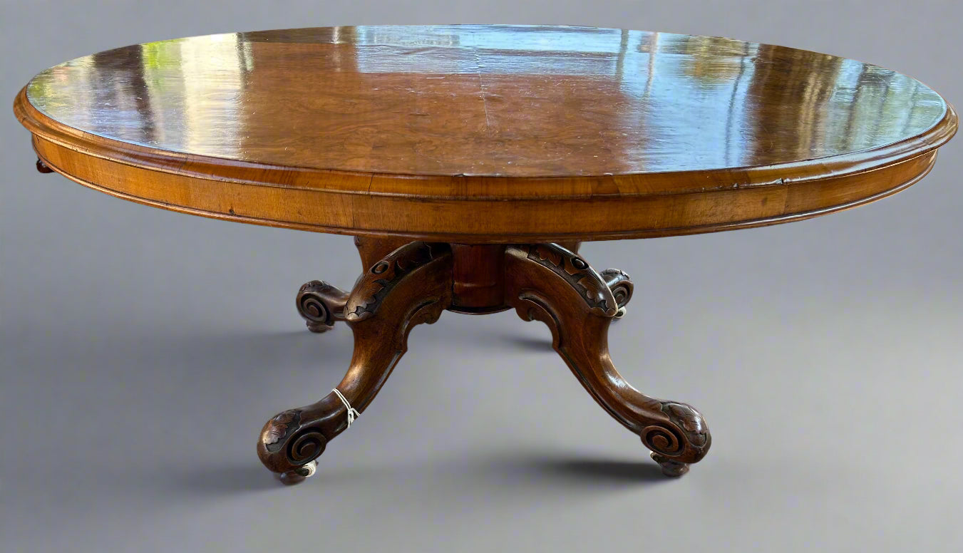 Victorian burr walnut cut-down Loo Table