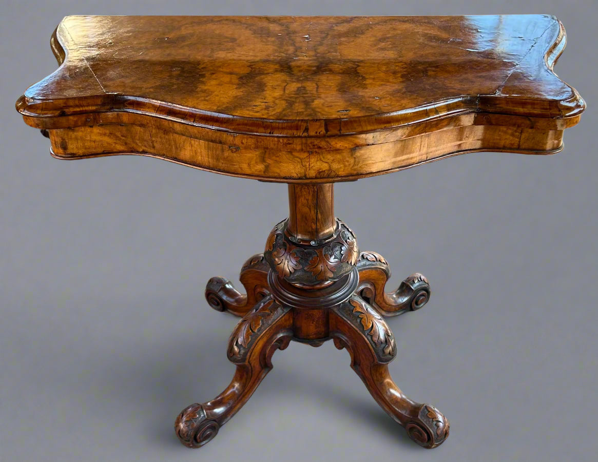 Victorian burr walnut Card Table