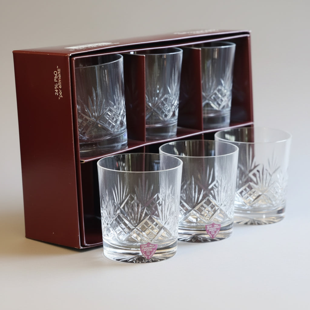 2 Boxed sets of six Somerset cut crystal Whiskey Tumbers