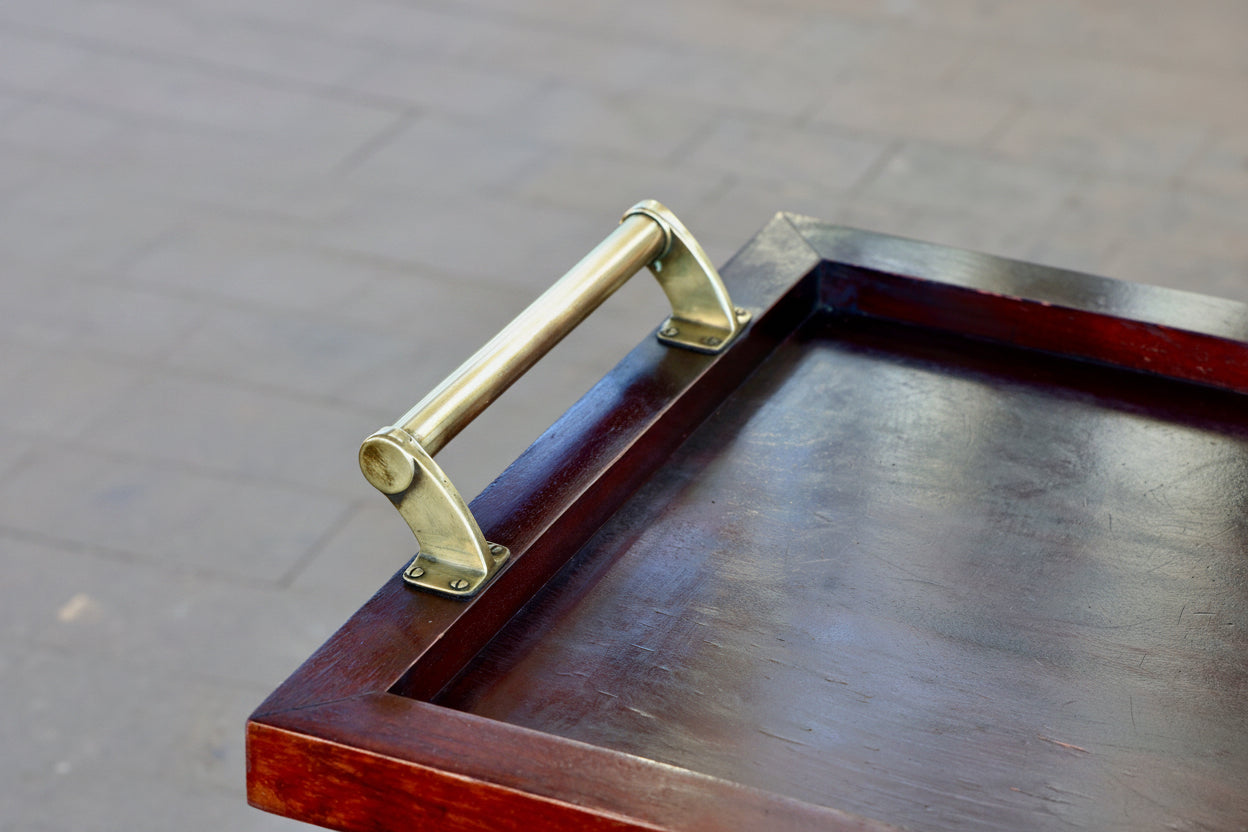 Pair of Butler style Side/Lamp Table with brass handles