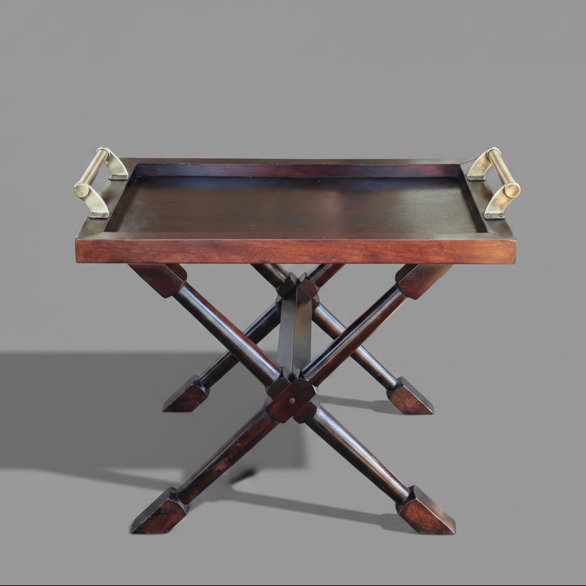 Pair of Butler style Side/Lamp Table with brass handles