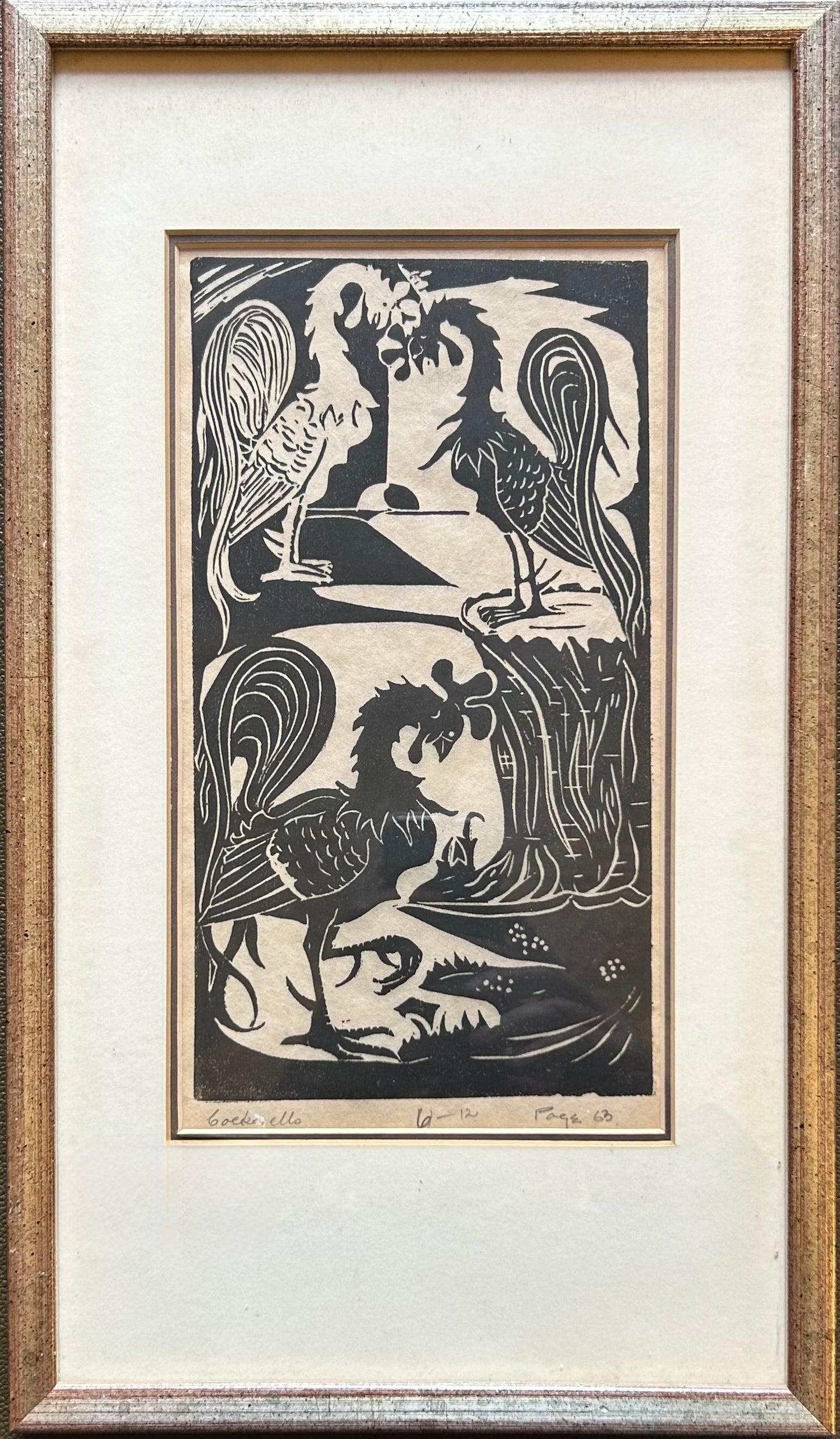 Frederick Hutchison PAGE - Linocut - Cockerello